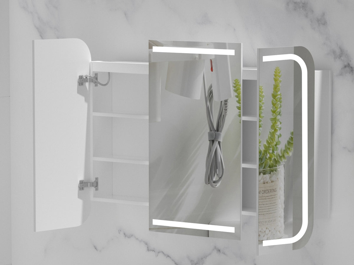 Grand Rounded Rectangle LED Shaving Cabinet 1200 x 800mm - Matte White 3