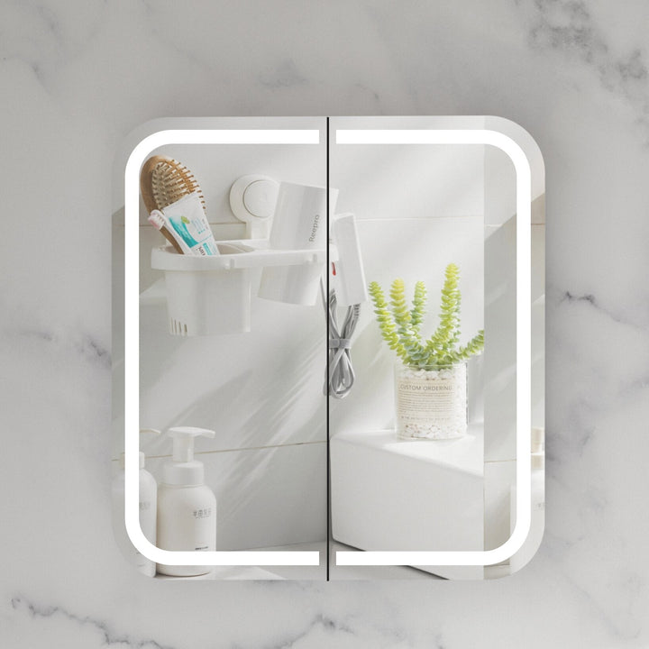 Grand Rounded Rectangle LED Shaving Cabinet 750 x 800mm - Matte White 1