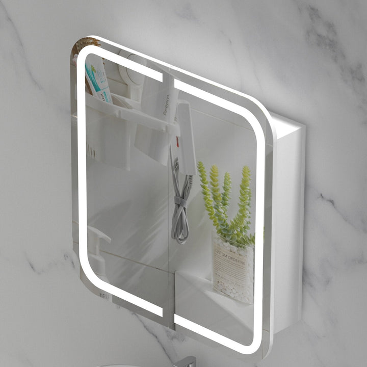 Grand Rounded Rectangle LED Shaving Cabinet 750 x 800mm - Matte White 2