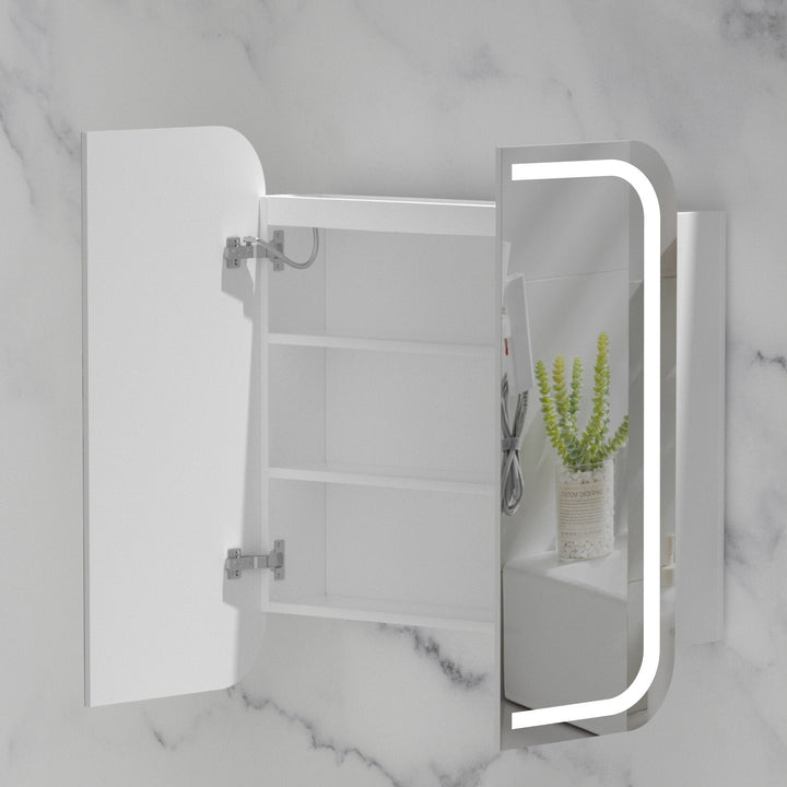 Grand Rounded Rectangle LED Shaving Cabinet 750 x 800mm - Matte White 3