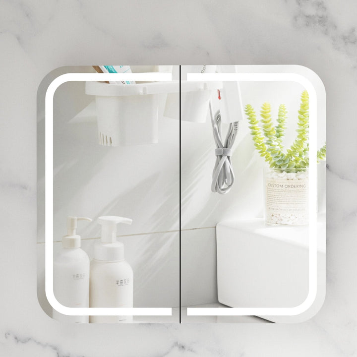 Grand Rounded Rectangle LED Shaving Cabinet 900 x 800mm - Matte White 1