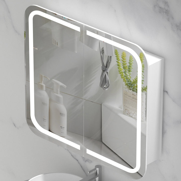 Grand Rounded Rectangle LED Shaving Cabinet 900 x 800mm - Matte White 2