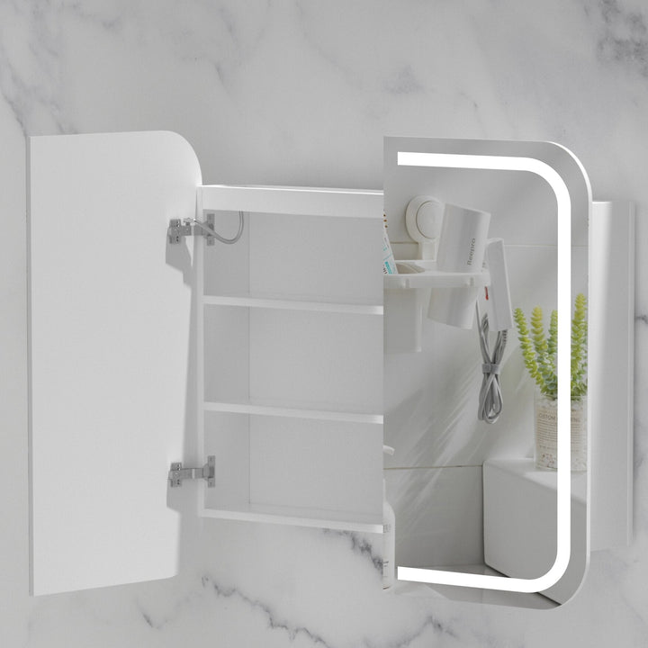 Grand Rounded Rectangle LED Shaving Cabinet 900 x 800mm - Matte White 3