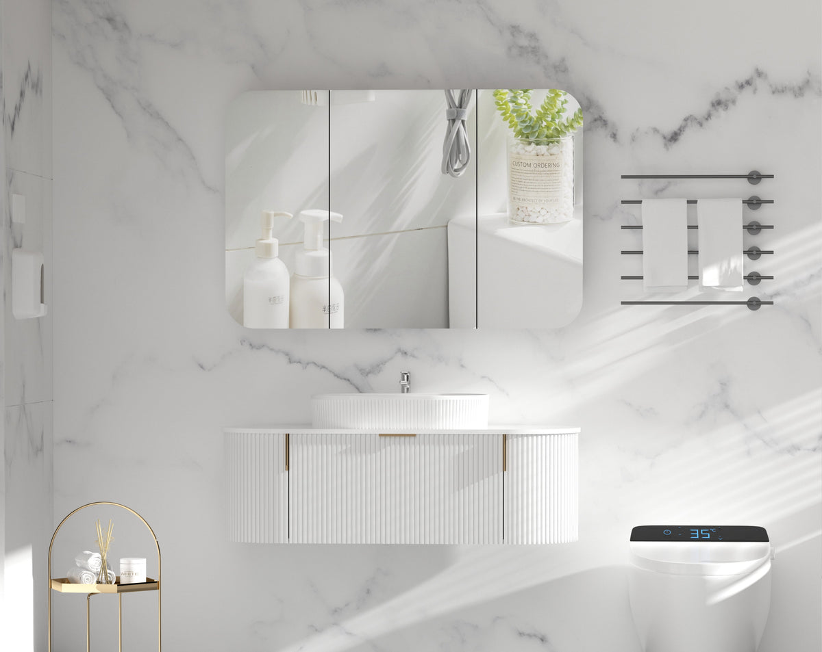 Grand Rounded Rectangle Shaving Cabinet 1200 x 800mm - Matte White 2