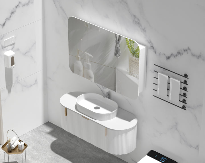 Grand Rounded Rectangle Shaving Cabinet 1200 x 800mm - Matte White 3