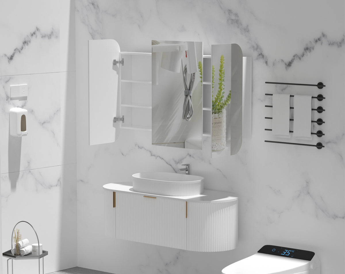 Grand Rounded Rectangle Shaving Cabinet 1200 x 800mm - Matte White 4