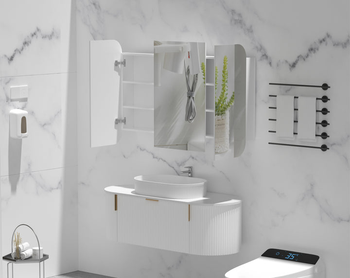 Grand Rounded Rectangle Shaving Cabinet 1200 x 800mm - Matte White 4