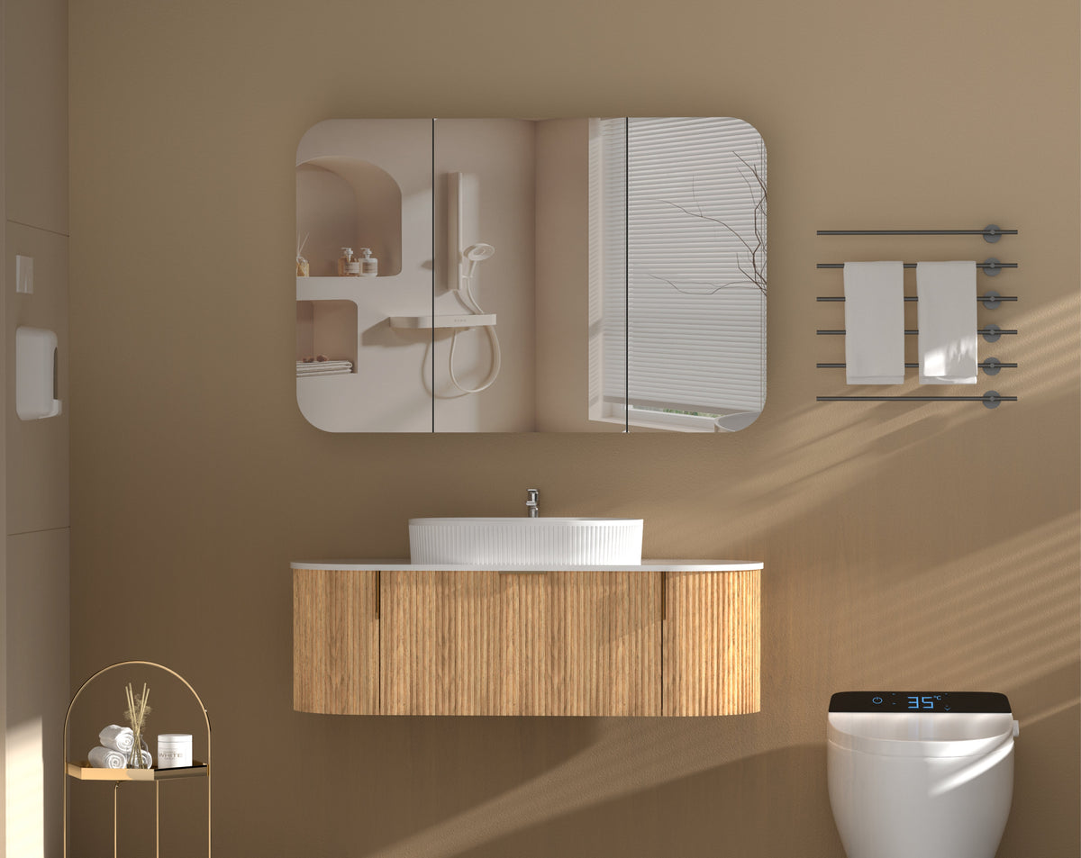 Grand Rounded Rectangle Shaving Cabinet 1200 x 800mm - Walnut 1