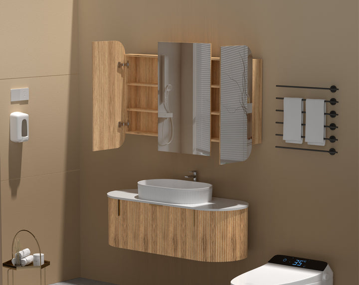 Grand Rounded Rectangle Shaving Cabinet 1200 x 800mm - Walnut 2