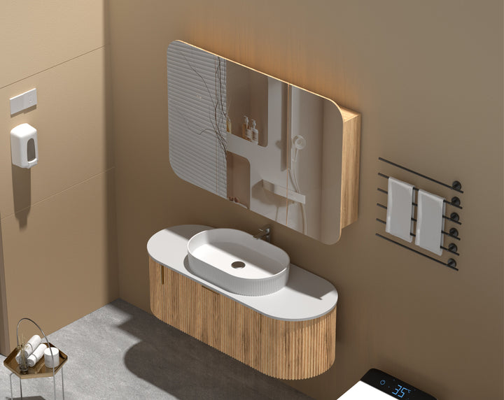 Grand Rounded Rectangle Shaving Cabinet 1200 x 800mm - Walnut 3