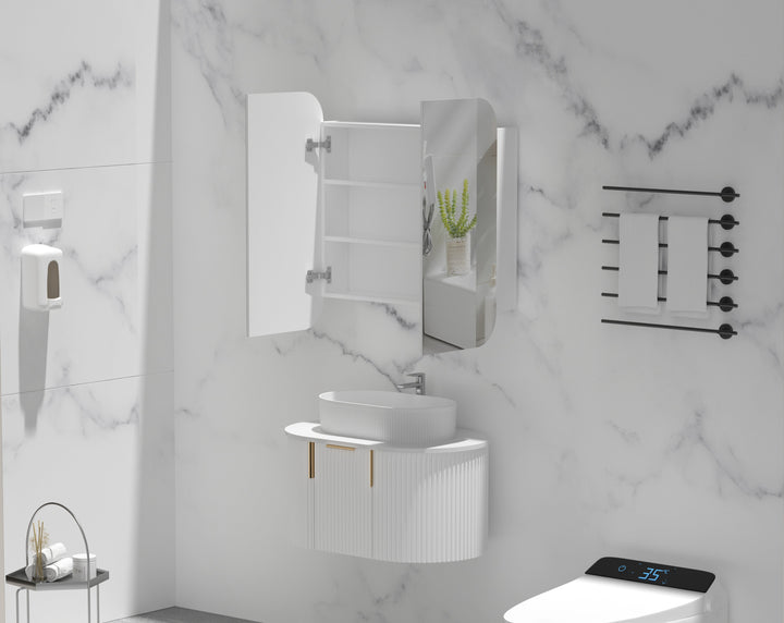 Grand Rounded Rectangle Shaving Cabinet 750 x 800mm - Matte White 2