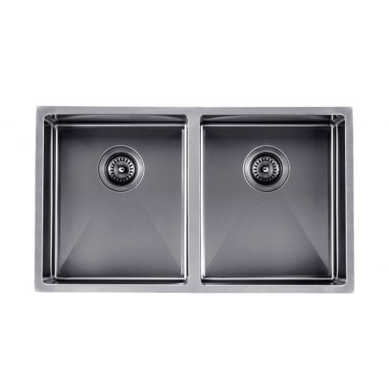 Handmade Double Bowl Sink 770 x 450 x 215mm - Gunmetal Grey 1