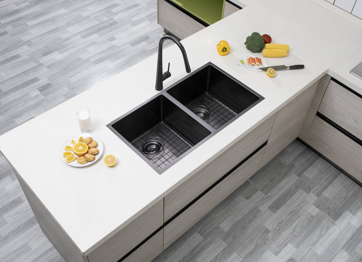 Handmade Double Bowl Sink 770 x 450 x 215mm - Gunmetal Grey 2