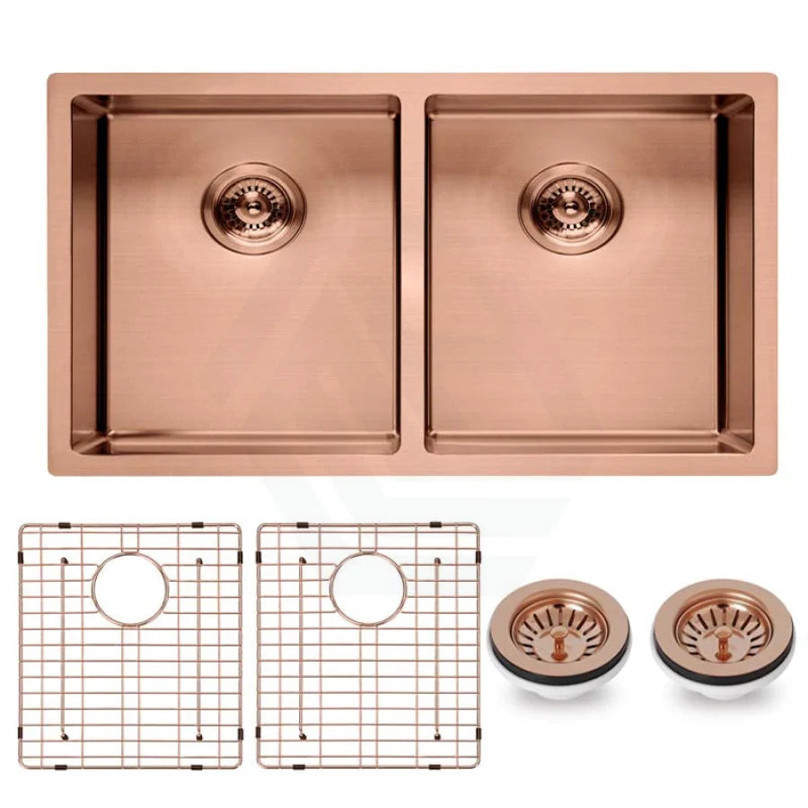 Handmade Double Bowl Sink 770 x 450 x 215mm - Rose Gold 1