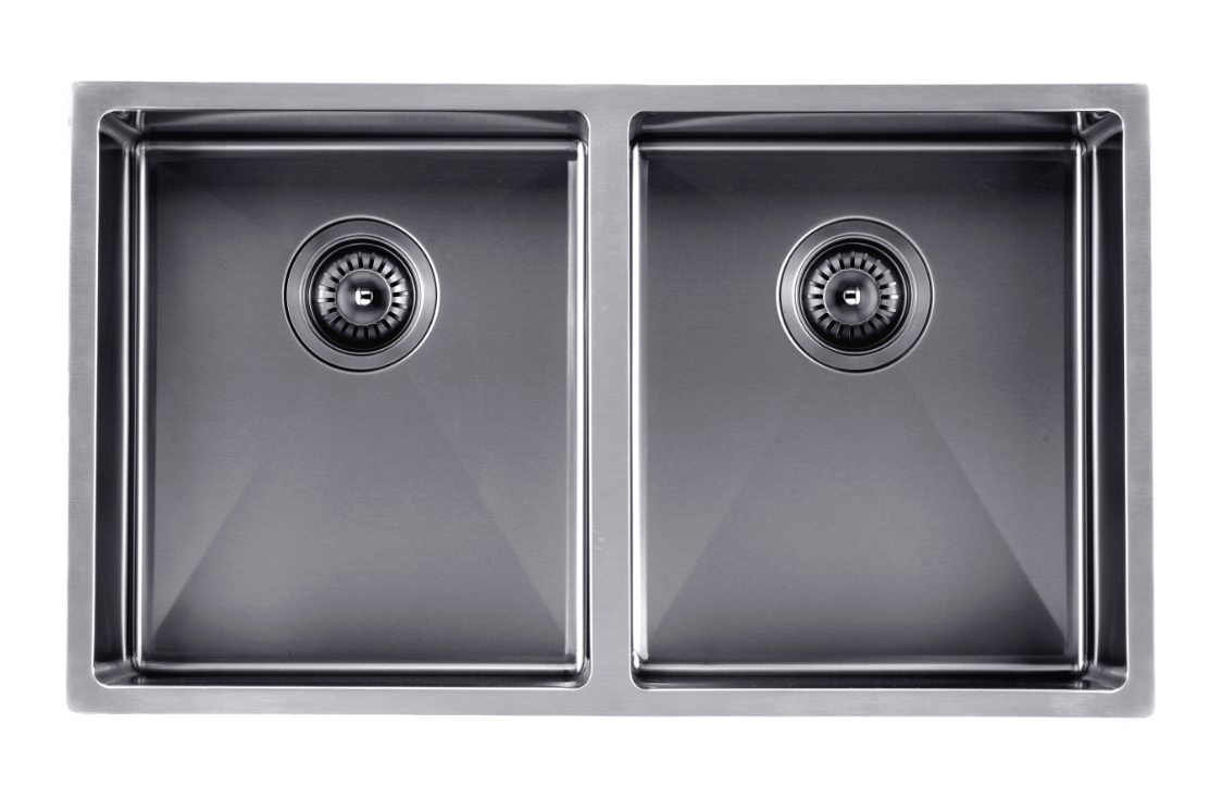 Handmade Double Bowl Sink 770 x 450 x 215mm - Satin Gunmetal Grey 1