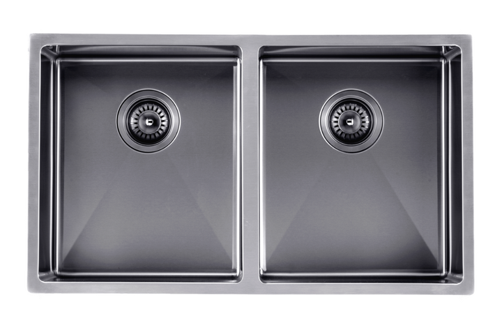 Handmade Double Bowl Sink 770 x 450 x 215mm - Satin Gunmetal Grey 1