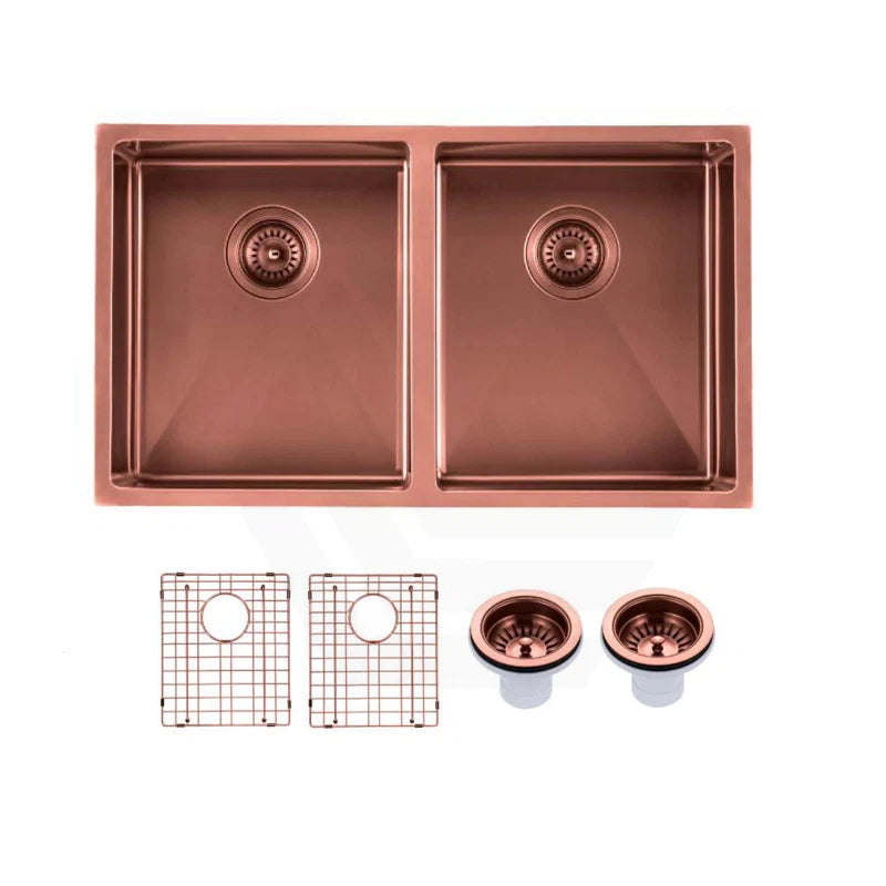 Handmade Double Bowl Sink 820 x 457 x 230mm - Rose Gold 1