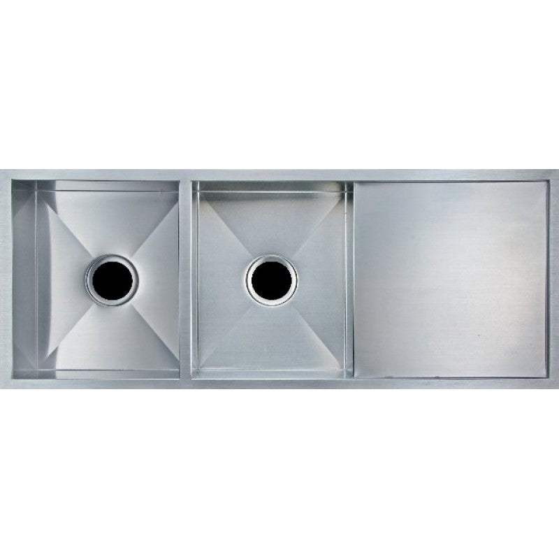 Handmade Double Bowl Sink with Drainboard 1160 x 460 x 230mm - Stainless Steel 1