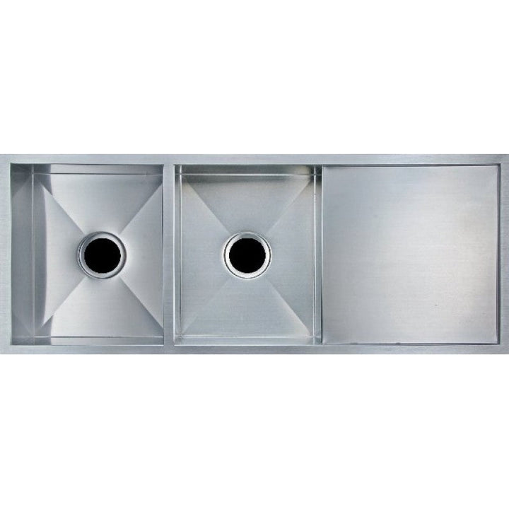 Handmade Double Bowl Sink with Drainboard 1160 x 460 x 230mm - Stainless Steel 1