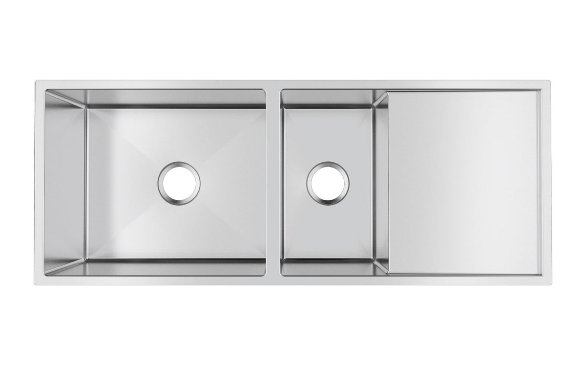 Handmade One and a Half Bowl Sink with Drainboard 1160 x 460 x 230mm - Stainless Steel 1