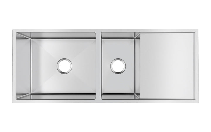 Handmade One and a Half Bowl Sink with Drainboard 1160 x 460 x 230mm - Stainless Steel 1