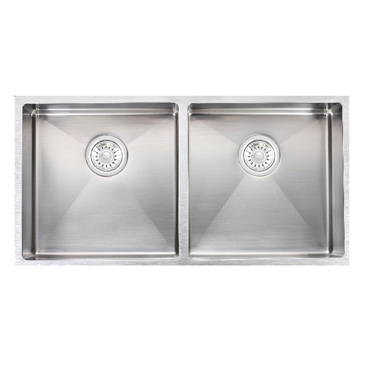 Handmade Round Edge Double Bowl Sink 865 x 440 x 190mm - Stainless Steel 1