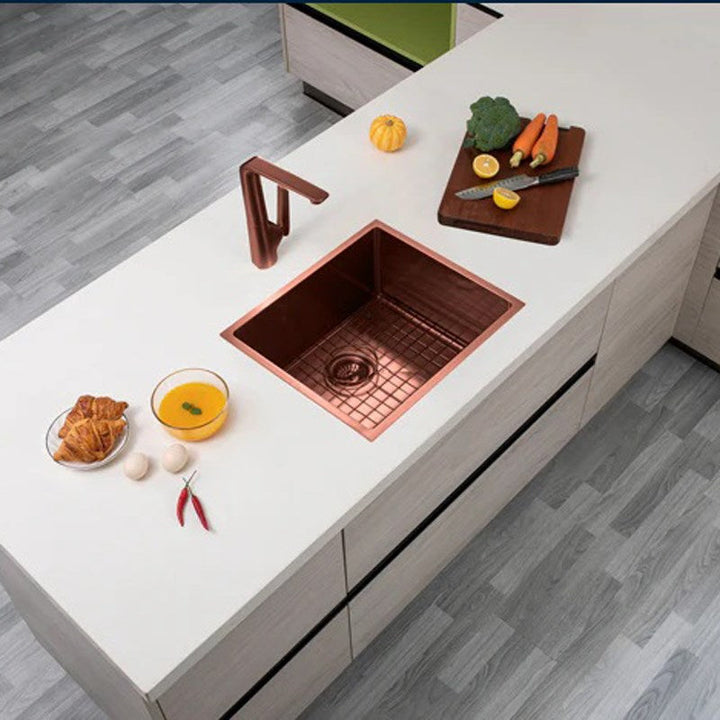 Handmade Round Edge Single Bowl Sink 500 x 440 x 230mm - Rose Gold 4