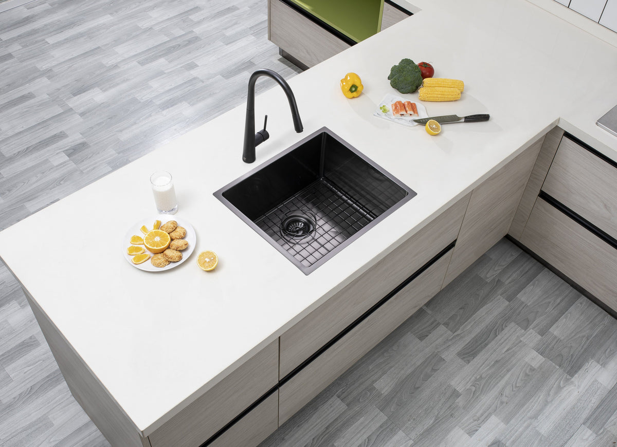 Handmade Round Edge Single Bowl Sink 510 x 450 x 230mm - Gunmetal Grey 2