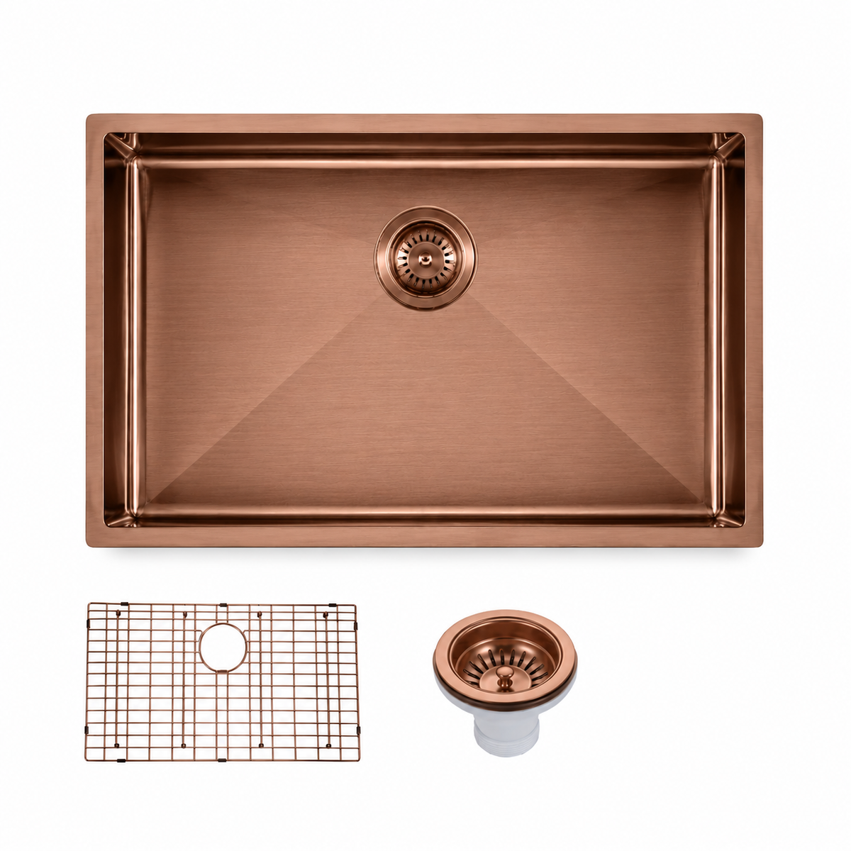 Handmade Round Edge Single Bowl Sink 762 x 457 x 254mm - Rose Gold 1