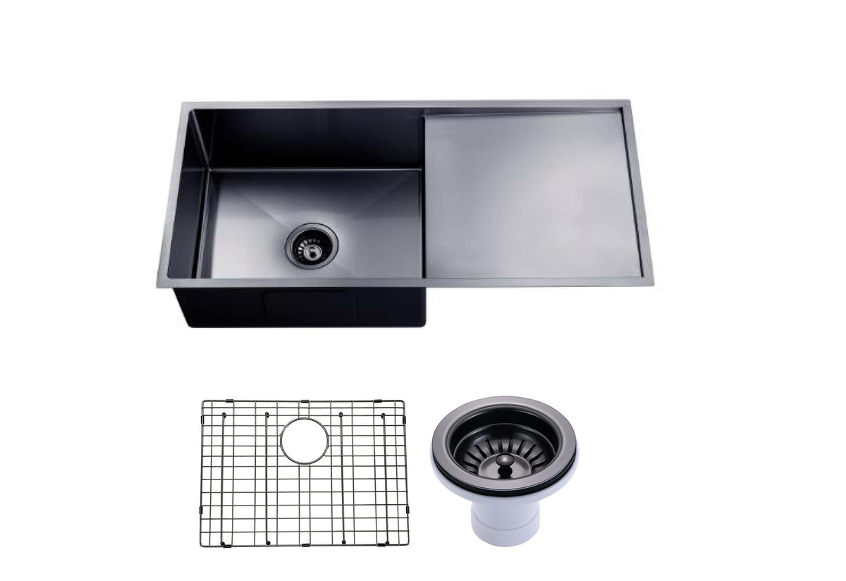 Handmade Round Edge Single Bowl Sink 960 x 450 x 230mm - Gunmetal Grey 1