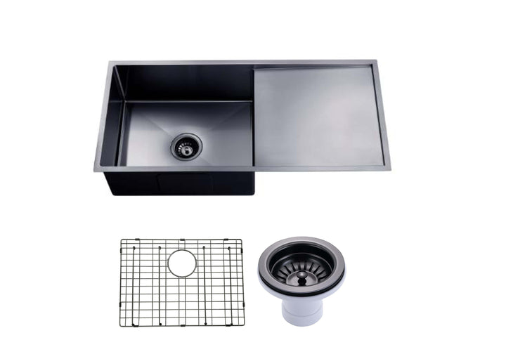 Handmade Round Edge Single Bowl Sink 960 x 450 x 230mm - Gunmetal Grey 1