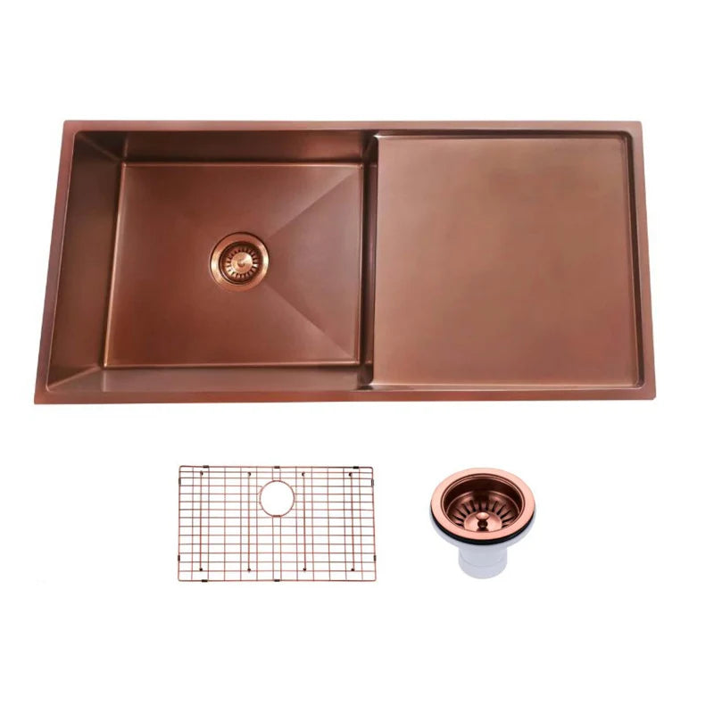 Handmade Round Edge Single Bowl Sink 960 x 450 x 230mm - Rose Gold 1