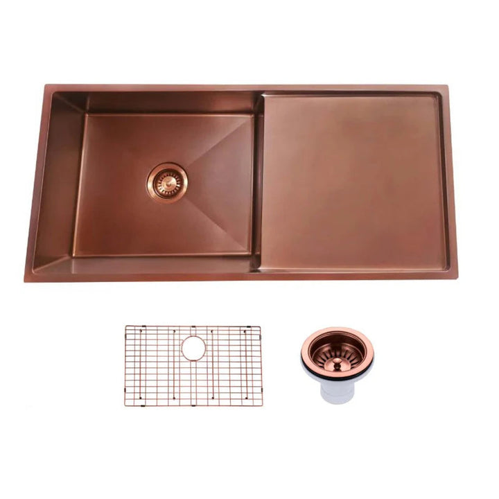 Handmade Round Edge Single Bowl Sink 960 x 450 x 230mm - Rose Gold 1