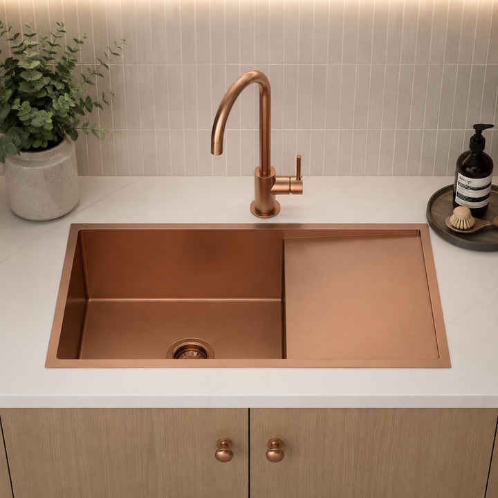 Handmade Round Edge Single Bowl Sink 960 x 450 x 230mm - Rose Gold 2