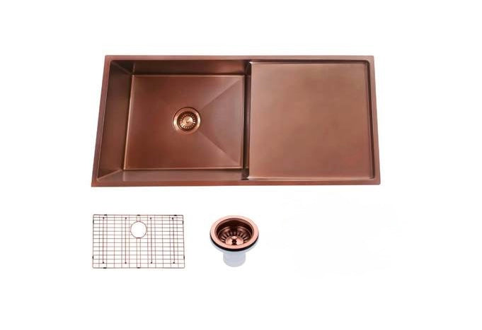 Handmade Round Edge Single Bowl Sink 960 x 450 x 230mm - Rose Gold 3