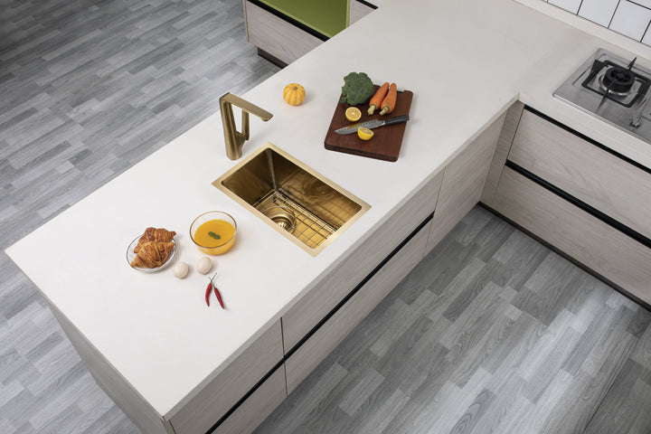Handmade Single Bowl Sink 250 x 450 x 215mm - Brushed Gold 2