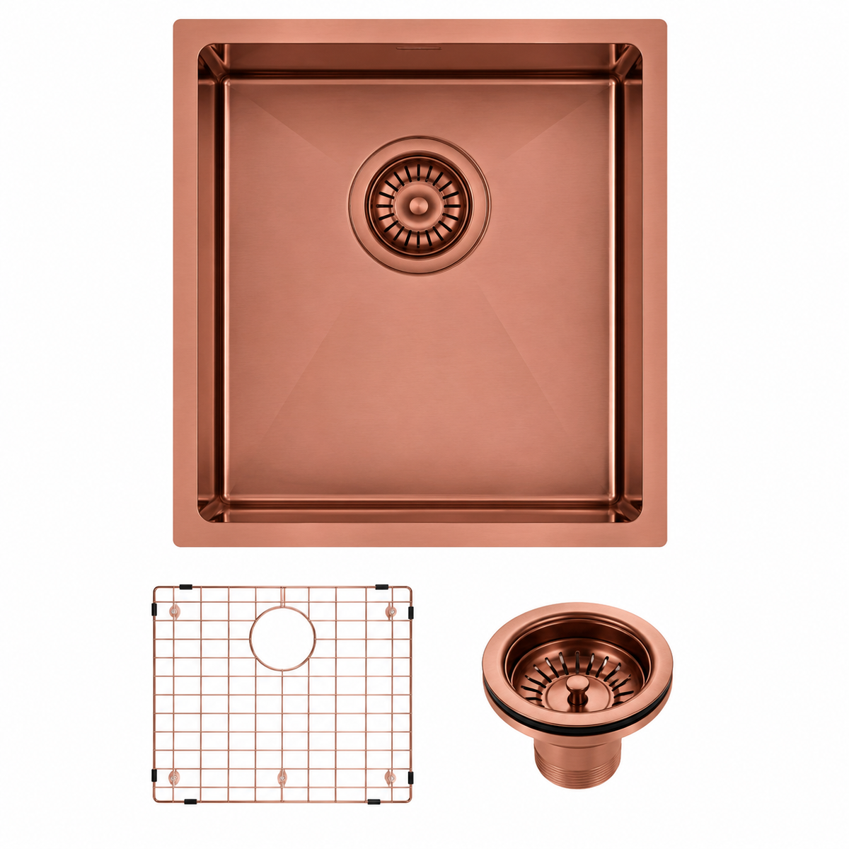 Handmade Single Bowl Sink 250 x 450 x 215mm - Rose Gold 1