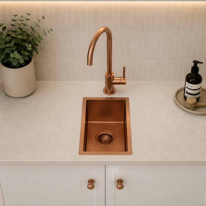 Handmade Single Bowl Sink 250 x 450 x 215mm - Rose Gold 2
