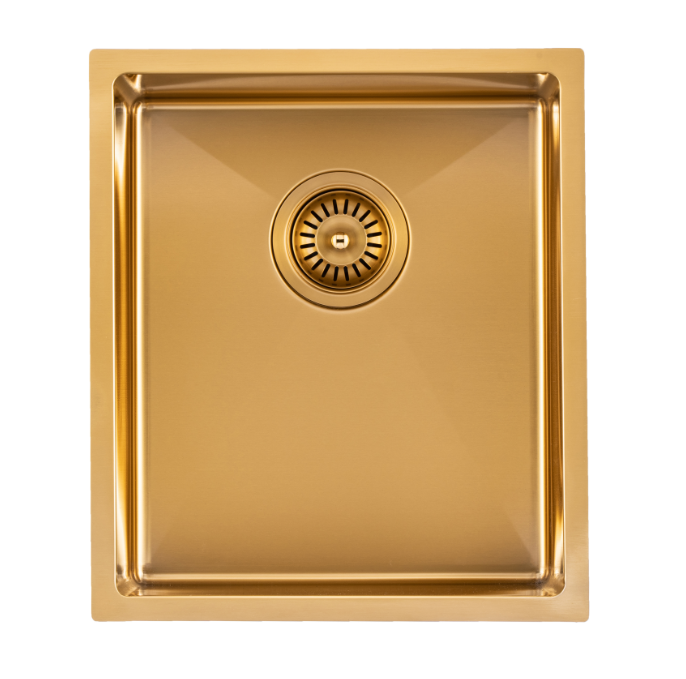 Handmade Single Bowl Sink 390 x 450 x 215mm - Brushed Gold 1