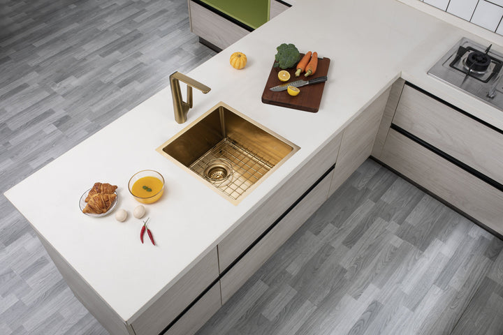 Handmade Single Bowl Sink 390 x 450 x 215mm - Brushed Gold 2