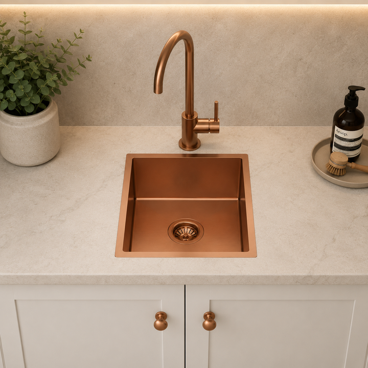 Handmade Single Bowl Sink 390 x 450 x 215mm - Rose Gold 2