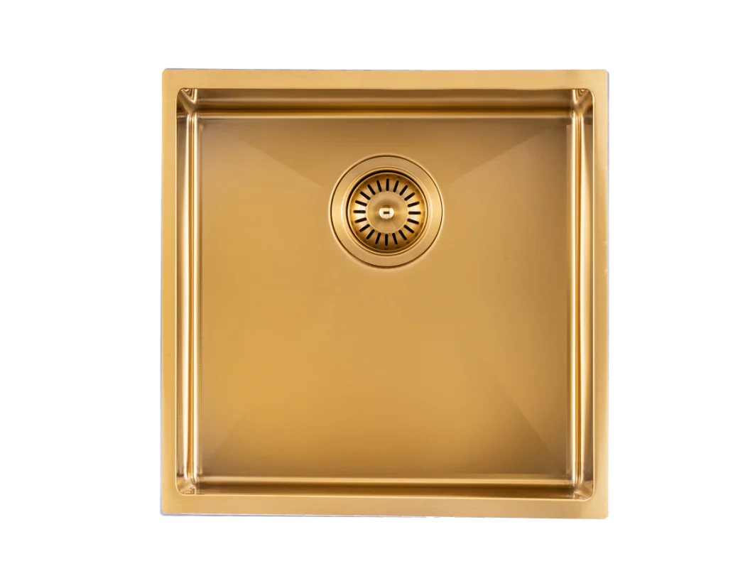 Handmade Single Bowl Sink 440 x 440 x 205mm - Brushed Gold 1