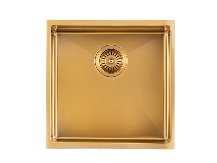 Handmade Single Bowl Sink 440 x 440 x 205mm - Brushed Gold 1