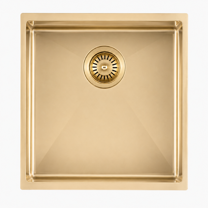 Handmade Single Bowl Sink 440 x 440 x 205mm - Light Brushed Gold 1