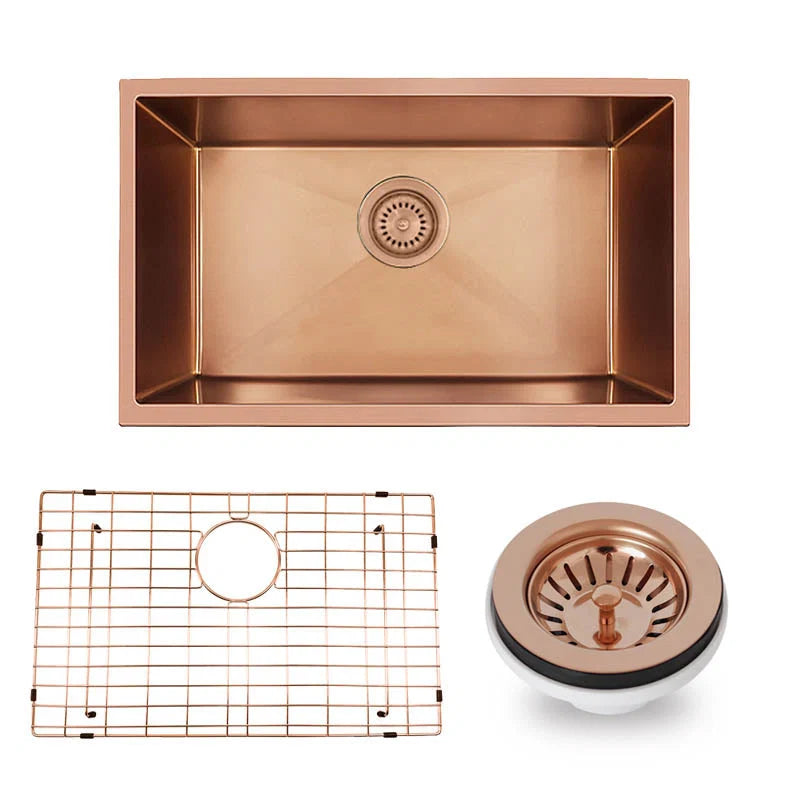 Handmade Single Bowl Sink 600 x 450 x 230mm - Rose Gold 1