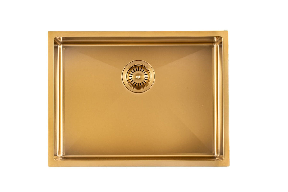 Handmade Single Bowl Sink 600 x 450 x 300mm - Brushed Gold 1