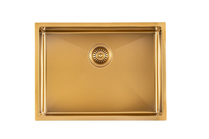 Handmade Single Bowl Sink 600 x 450 x 300mm - Brushed Gold 1
