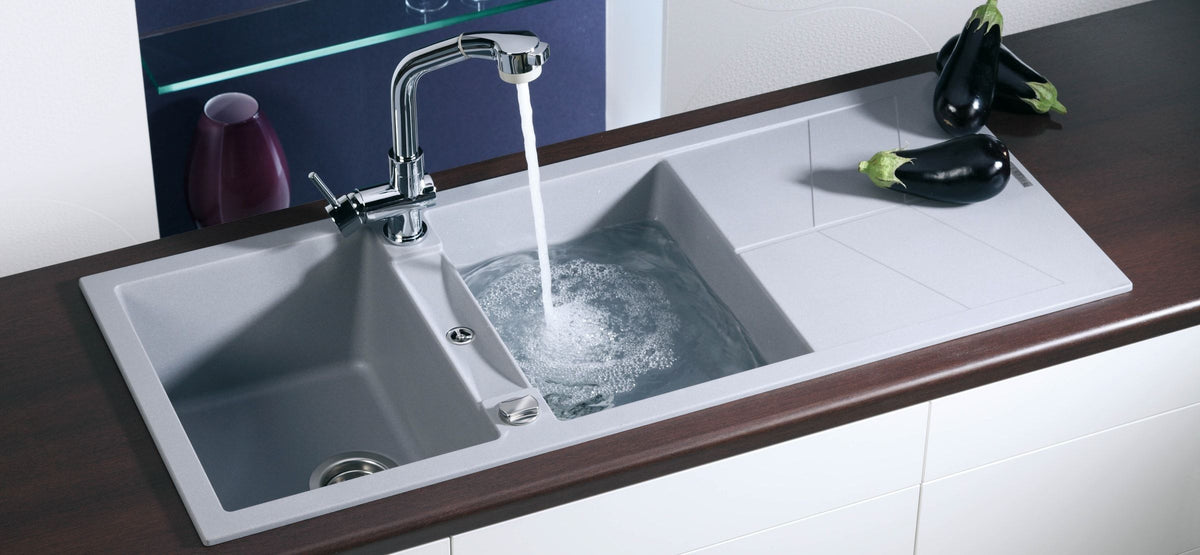 Jazz D200 Double Bowl Granite Sink with Drainboard 1160 x 500 x 210mm - Concrete Grey lifestyle