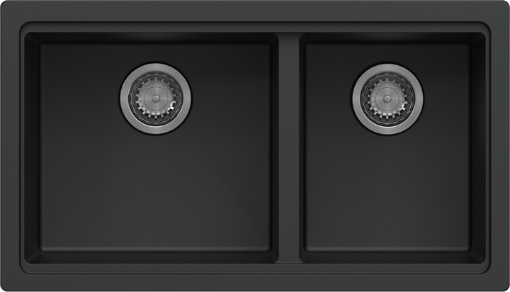 Maple 6040 Double Bowl Granite Sink 786 x 446mm - Deep Black 1