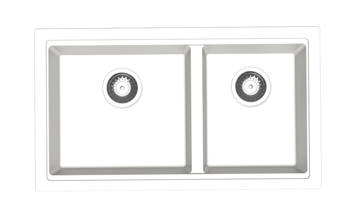 Maple 6040 Double Bowl Granite Sink 786 x 446mm - Snova White 1